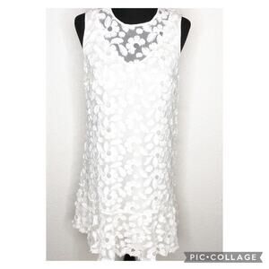 Trina Turk white floral embroidered sheer overlay dress size 4